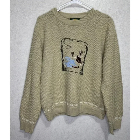 CABELAS Womens Sweater Embroidered Chunky Knit Pullover MEDIUM Lot Of 2 Grandpa - Picture 2 of 14